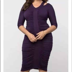 Kiyonna 2x riveting ruched dress Purple /Amethyst